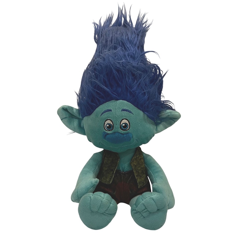 Dreamworks Trolls Movie Plush Toy Northwest Blue Hair Vest Brown Shorts